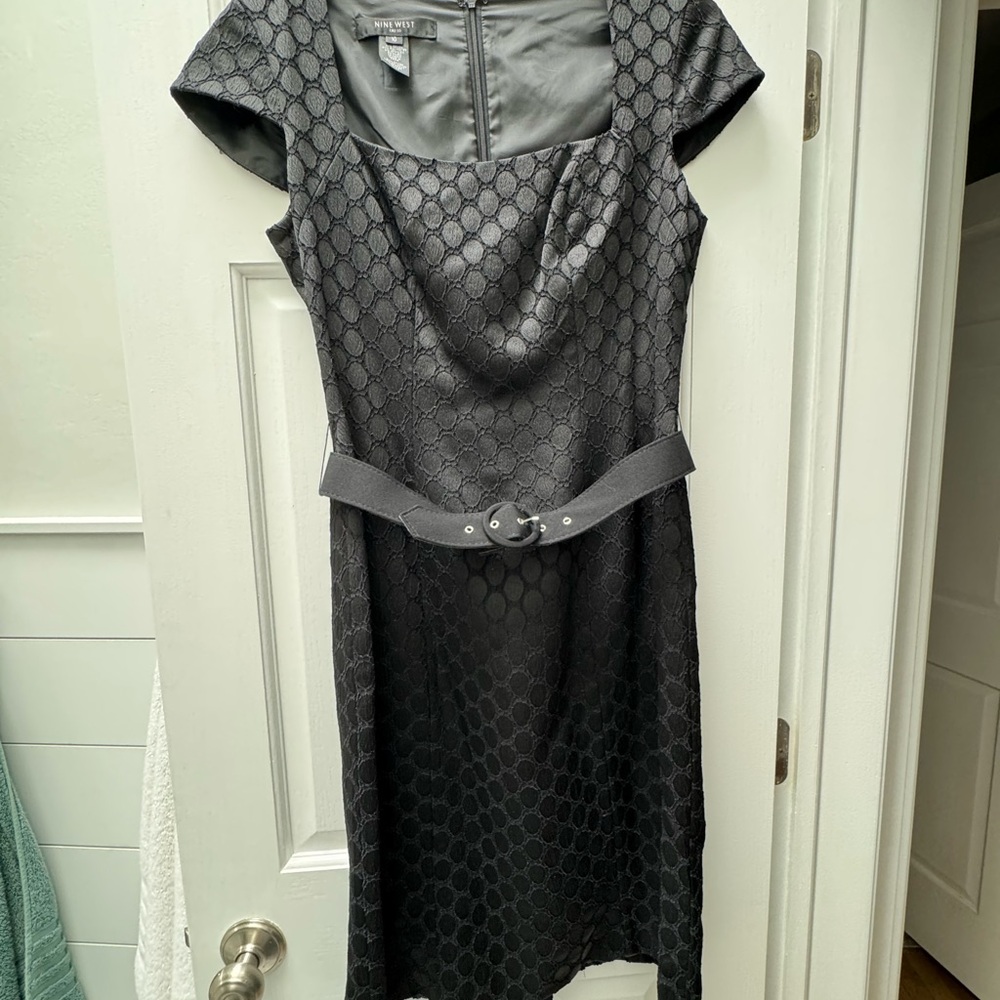 Nine West Black Sheath Midi Dress with Flutter Cap Sleeves